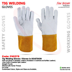 ถุงมือเชื่อมหนังแพะแท้ TIG, ถุงมือป้องกันความร้อนทนทานต่อการเผาไหม้ที่มีการป้องกันสูงสุดไม่เป็นเส้นตรงนิ้วหัวแม่มือ - Product Image 6