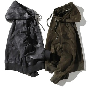 Vente en gros de sweat à capuche tie-dye avec logo personnalisé pour hommes collection hiver col à capuche brodé manches longues uni - Product Image 3