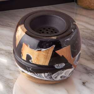 Quemador de Bakhoor religioso de resina de madera de Acacia de lujo Mini soporte de incienso hecho a mano blanco y negro regalo de boda de la India - Product Image 2