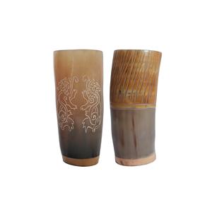 Best Selling Viking Real Horn Mug Set 2-Piece <b>Jam</b> Shape 150 ml Capacity 100% Authentic Ox Horn Hand Grip Design Vintage Style - Product Image 2