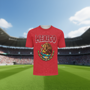 Maglia da Calcio Unisex 3D con Nome e Numero Personalizzati, Motivo Aquila e Azteco per Tifosi - Stile Messicano - Product Image 3