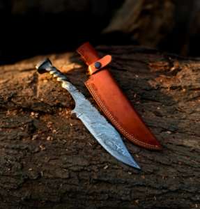 Cuchillo de Acero Personalizado con Hoja Fija y Funda, Estilo Nuevo, Hermoso, Hecho a Mano, con Diseño de Clavo de Ferrocarril, para Caza y Camping - Product Image 2