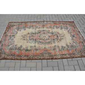 Alfombra Turca de 4x7 pies (123x212 cm), Alfombra Vintage con Estampado Animal Marrón - Product Image 3