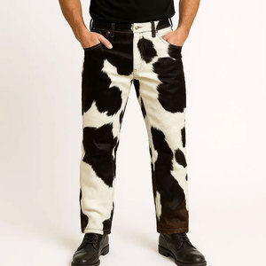 Pantalones de Cuero Vacuno para Hombre, Diseño Único, Casuales, de Moda para Invierno, Cintura Media, Frente Plano, Corte Recto - Product Image 5