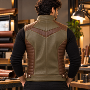 Chaleco de Cuero Personalizado para Hombre, Sin Mangas, Fabricante y Proveedor al por Mayor - Product Image 4