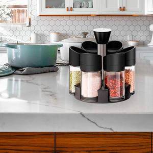 Étagère à épices rotative à un niveau Myrva, support de rangement de cuisine circulaire en métal, design moderne, type sur pied - Product Image 5