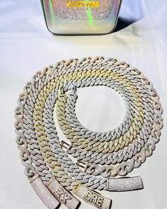 22mm Vermeil Oro Rosa Chapado Redondo Brillante Corte Moissanite Diamante Iced Cuban Rope Cadena Collar de Compromiso - Product Image 2