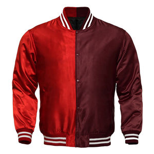 Veste universitaire légère en satin brodée avec logo Eagles pour hommes, toile Streetwear à boutons-pression pour l'hiver - Product Image 3