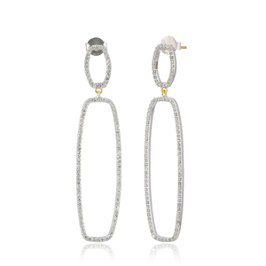 Pave Diamond 925 plata esterlina hecha a mano de una sola línea diamante diseñador pendientes colgantes joyería fina - Product Image 4