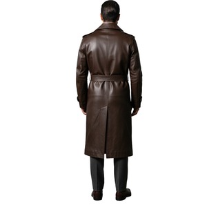 Abrigo largo de cuero de alta calidad de invierno para hombre, nueva gabardina elegante a la moda con el mejor Material, precio al por mayor, abrigo largo de cuero para hombre - Product Image 4