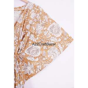 Vêtement de nuit en coton fait à la main, kaftan coréen à manches pour femmes, léger, vêtement de plage, robe d'été, cadeau pour elle - Product Image 4