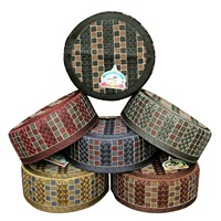 Topi Kufi Muslim Bordir Poliester Ringan Berkualitas Tinggi Grosir, Pakaian Sholat Islami, Aksesoris Sopan