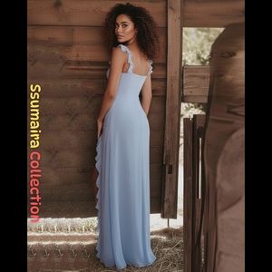 Vestido de cóctel asimétrico Colores elegantes con volantes de abertura alta Venta al por mayor Maxi Evening & Party Wear Cintura natural Tendencias CP - Product Image 3