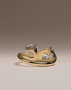 Bague de fiançailles en or massif 14 carats avec deux pierres et diamants cultivés en laboratoire Toi Et Moi pour mariages Bijoux fins - Product Image 3