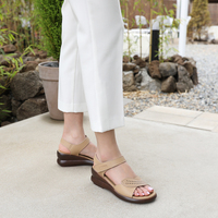[JSHOE] Sandales compensées en cuir de vachette pour femmes, talon compensé de 6 cm, sangle à boucle et crochet, chaussures décontractées confortables