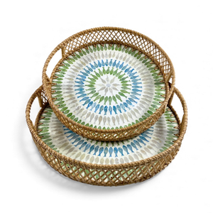 Plateau en nacre en gros avec bord en rotin pour servir les aliments, la présentation de table et la décoration de la maison en provenance du Vietnam - Product Image 5