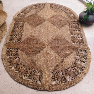 Jacinto de agua antideslizante hecho a mano y pasto marino Alfombra redonda de estilo bohemio persa Técnica tejida Artículo caliente en Vietnam (HC20077) - Product Image 5