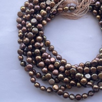 Perles bouton en cuivre brun naturel de 8 mm et 10 mm, perles d'eau douce, brins pour la fabrication de bijoux, création de bijoux, qualité AAA, certifiées IGI
