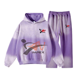 Sudadera con capucha de gran tamaño informal para hombre con logotipo personalizado de alta calidad, conjunto de sudadera de Color sólido con Jogger - Product Image 1