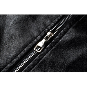 Men Casual Motorcycle Leather Jackets <b>Coat</b> Men Autumn Fashion Stand Collar Faux Leather Jacket <b>Coats</b> Men - Product Image 5