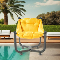 Chaise longue moderne Berfa, structure métallique durable, coussin de jardin rembourré, pliable, portable, écologique, pour extérieur, parc, villa