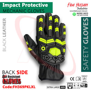 Guantes de seguridad mecánicos resistentes a cortes de protección contra impactos en campos petrolíferos de cuero de cabra OEM Schlagschutzhandschuhe - Product Image 5