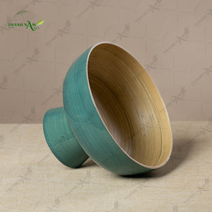 Tazón Largo para Ensalada con Base, Diseño Moderno, Hecho a Mano con Bambú Natural Ecológico, Personalizable, 30 cm de Diámetro, para el Hogar - Product Image 2