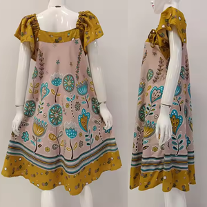 Vestido de capa de rayón para mujer, patrón Floral, ropa de dormir, cintura elástica, suave, cómodo, hasta la rodilla - Product Image 4