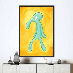 Bold Squidward Painting Print: Modern Abstract <b>Canvas</b> Wall Art,Black <b>Framed</b> - Product Image 1