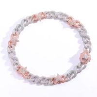 Exclusiva Cadena Cubana con Forma de Estrella, Chapada en Oro de 18K, Plata 925 con Moissanita, Unisex, Estilo Audaz, para Aniversario de Bodas