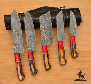 Customizable Damascus Steel Chef <b>Knife</b> Set with Pakka Wood Handle OEM Supported Wholesale Kitchen <b>Tools</b> - Product Image 1