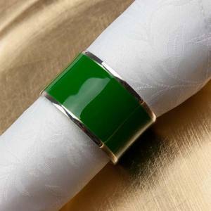 Anneaux de serviette en laiton de couleur émail vert attrayant à la recherche d'un décor de table à manger assorti porte-serviettes - Product Image 5