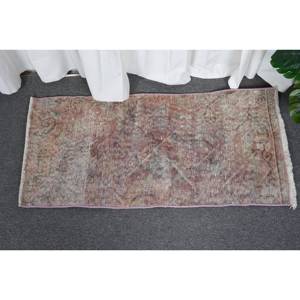 Alfombra turca marrón de 1,5x3 pies Vintage, patrón rectangular de algas marinas de lana de área grande con retazos para el hogar, sala de estar, Adolescentes - Product Image 1