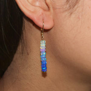 Pendientes colgantes de plata de ley 925 con cuentas de ópalo azul, joyería chapada en oro, regalo de cumpleaños de moda para fiestas de bodas de mujer - Product Image 2