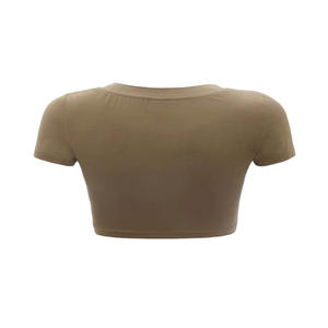 Sweat-shirt d'été de haute qualité pour femmes Design personnalisé Sexy Crop Street Wear Nouvelle mode d'été imprimé tricoté court devant - Product Image 2