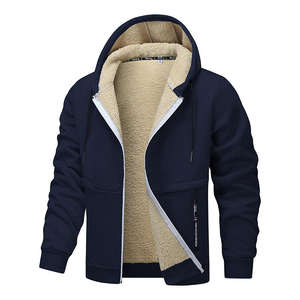 Chaquetas de Forro Polar Casuales con Capucha y Cremallera para Hombre, Estilo Deportivo, Color Sólido, Gruesas y Cálidas para Otoño e Invierno - Product Image 5
