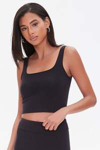 Top court en jersey de coton rose pour femme T-Shirt côtelé uni Débardeur court pour femme - Product Image 5