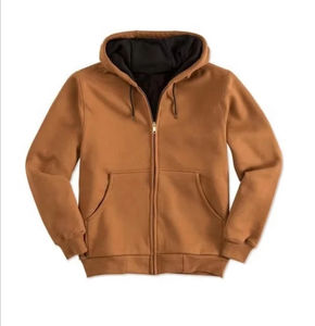 Sweat à capuche zippé 100% coton vierge surdimensionné pour hommes impression personnalisée motif solide matériau polaire pour l'hiver - Product Image 5