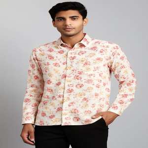 Camisas con estampado floral para hombre, camisas masculinas, camisa de playa, camisa de viaje, camisas de algodón de moda para vacaciones, camisa con cuello vuelto para caballero - Product Image 1