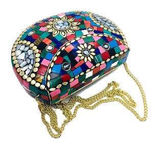 Pochette en mosaïque multicolores faite à la main, sac en mosaïque avec œuvre d'art unique pour femmes, mode au meilleur prix par Mehak Impex - Product Image 6