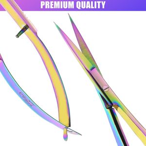 Ciseaux à ressort à 5 ciseaux droits en acier inoxydable pour sourcils, coupe de cils et broderie certifiés CE - Product Image 4