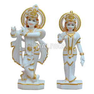 Marble Radha Krishna Murti Handcrafted White Marble Idol for <b>Home</b> <b>Temple</b> - Product Image 1