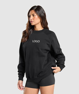 Haute qualité 100% coton personnalisé sweats vierges pour femmes poids lourd élégant Baggy manches raglan pull sweats - Product Image 3