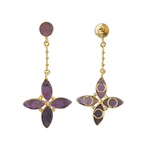 Pendientes de Moda con Amatista Marquise y Perla de Agua Dulce, Chapados en Oro de 14K/18K, Engaste de Bisel en Latón, Joyería para Regalo - Product Image 2