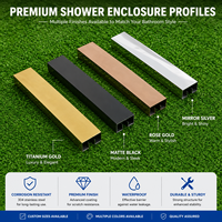 Porte de douche d'hôtel en verre trempé ANSI 8 mm, style luxe doré, entrée à coin carré, coulissante, sur mesure, OEM ODM, en forme de L