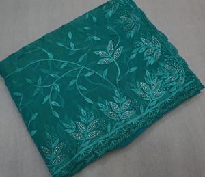 Bollywood Georgette Sari Collection para adultos Hilo hermoso y trabajo de piedra Swarovski con blusa - Product Image 5