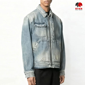 Chaqueta Vaquera Personalizada para Hombre Ryan Pro Gear, Cierre de Botones Cómodo, Logotipo Personalizado, Estilo Sólido, OEM para Ropa Casual de Invierno - Product Image 4