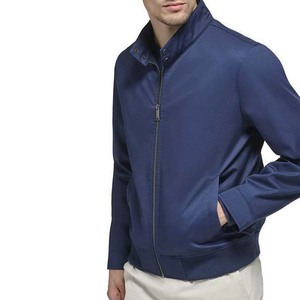 New Arrival OEM Custom Men's Winter Bomber Jacket <b>Canvas</b> Stand Collar Eco-Friendly Waterproof Casual Navy <b>Blue</b> Adult - Product Image 3