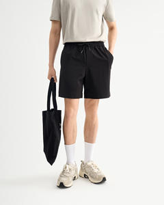 Pantalones cortos informales de cintura media con cierre de cordón para hombre, cintura elástica, no tejida, transpirable, sólido, antiarrugas y caliente - Product Image 1