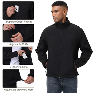 Chaqueta Softshell Reversible para hombre, impermeable, con cremallera completa, cálida, gruesa, para invierno, con capucha, para exteriores, impermeable, informal, a prueba de viento para senderismo - Product Image 4